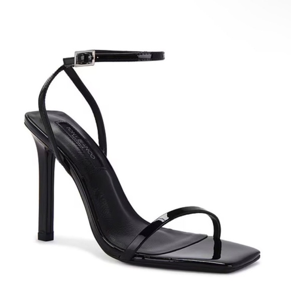 Tony Bianco Nadia Square Toe Black Patent Strappy Square Heels Sandals Size 9